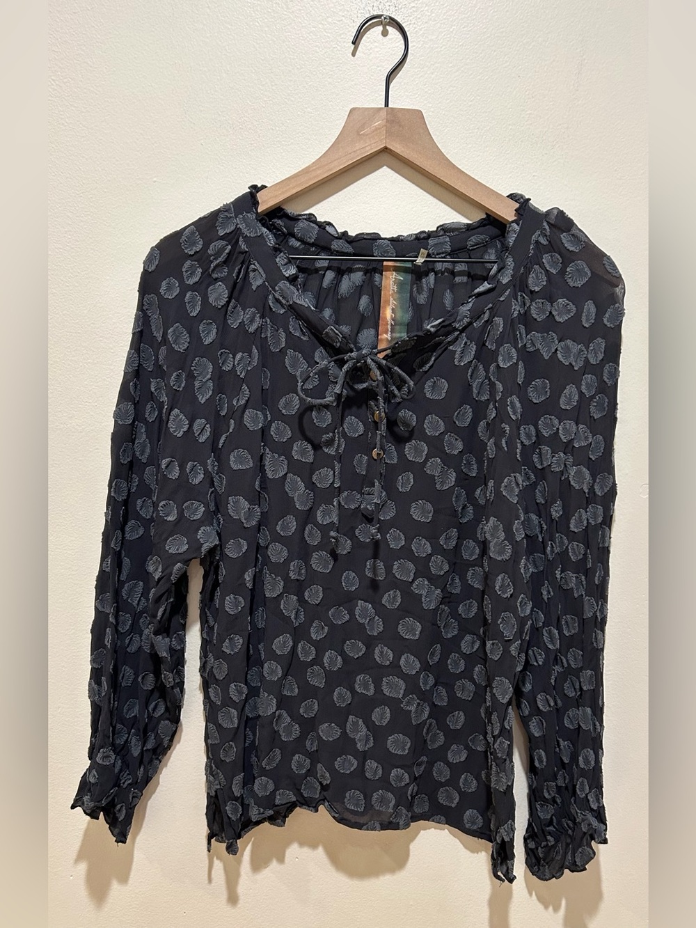 Aratta Silent Journey Black & Gray Mabel Sheer Blouse Top - Women’s Size Medium